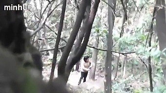 Elderly Asian Man Has Sex With Prostitute In Wooden Location