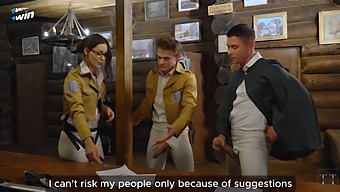 Hange Gets Wildly Penetrated By Ervin And Levi In The Survey Corps' Office