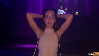 A Young Woman Is Sexually Pleasured In Every Orifice In The Restroom Of A Nightclub.