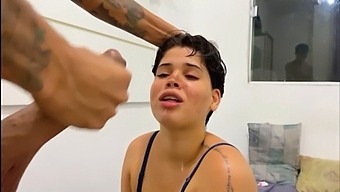 Natural Tits Babe Gives A Blowjob